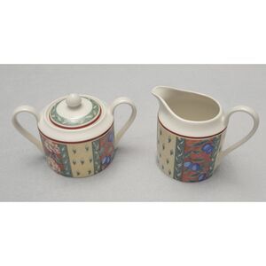 PTS International Ivory Porcelain‎ Provence Creamer & Sugar Bowl with Lid Set